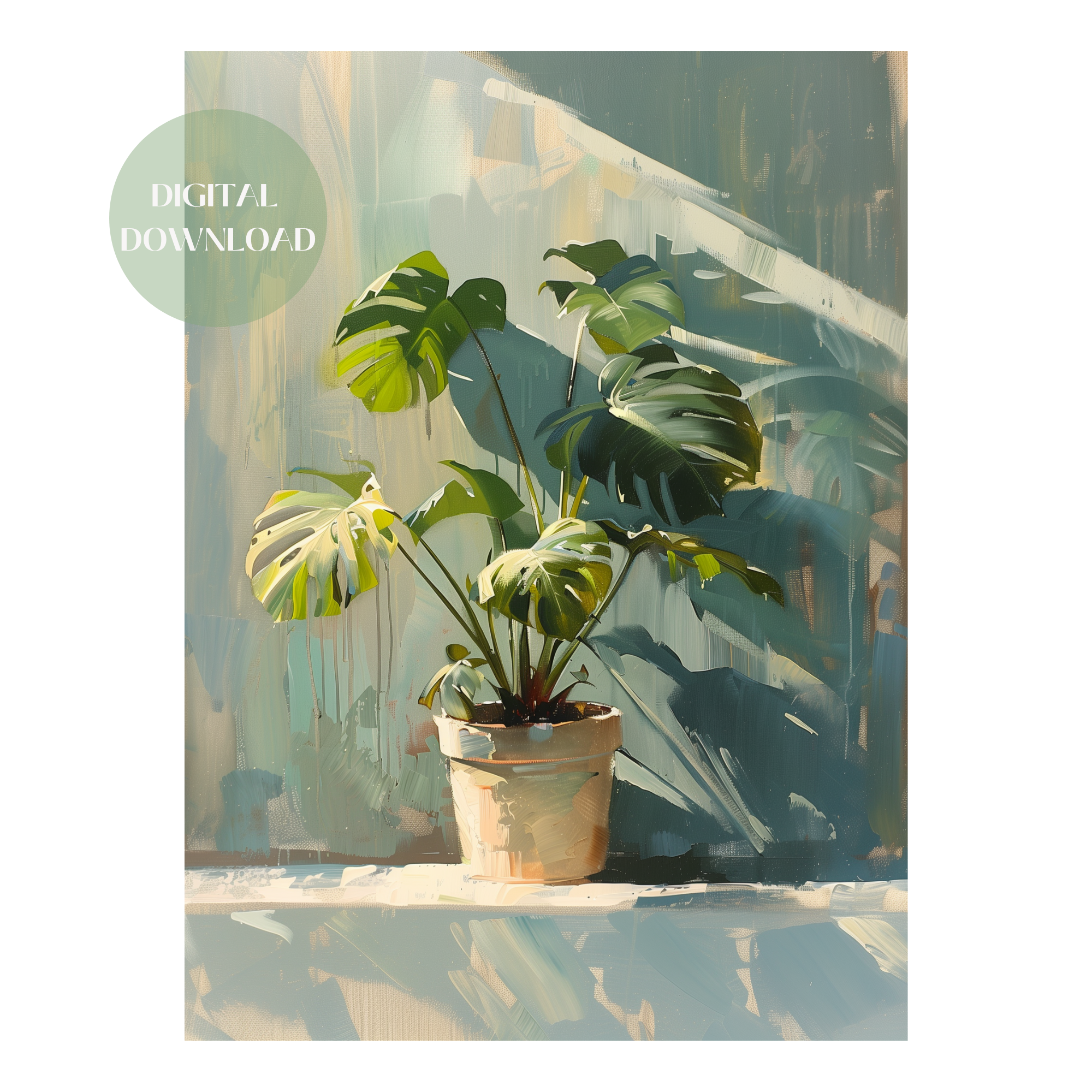 Serenity Monstera Digital Art Download