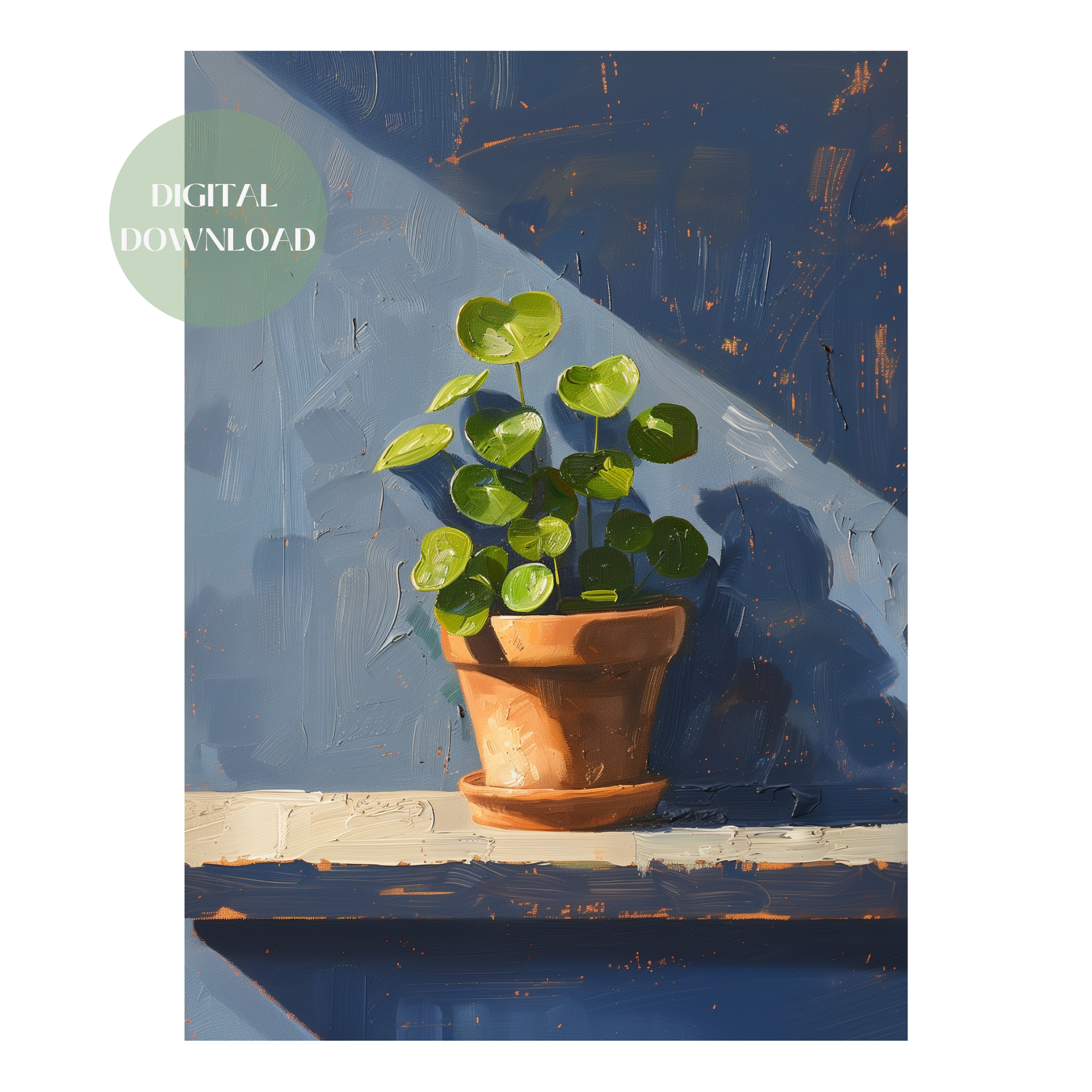 Serenity Pilea Plant Digital Art Download