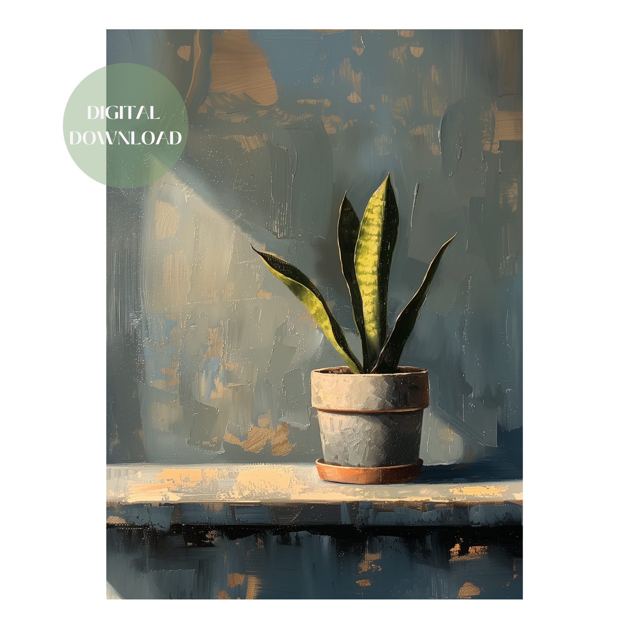 Serenity Snake Plant Digital Art Download