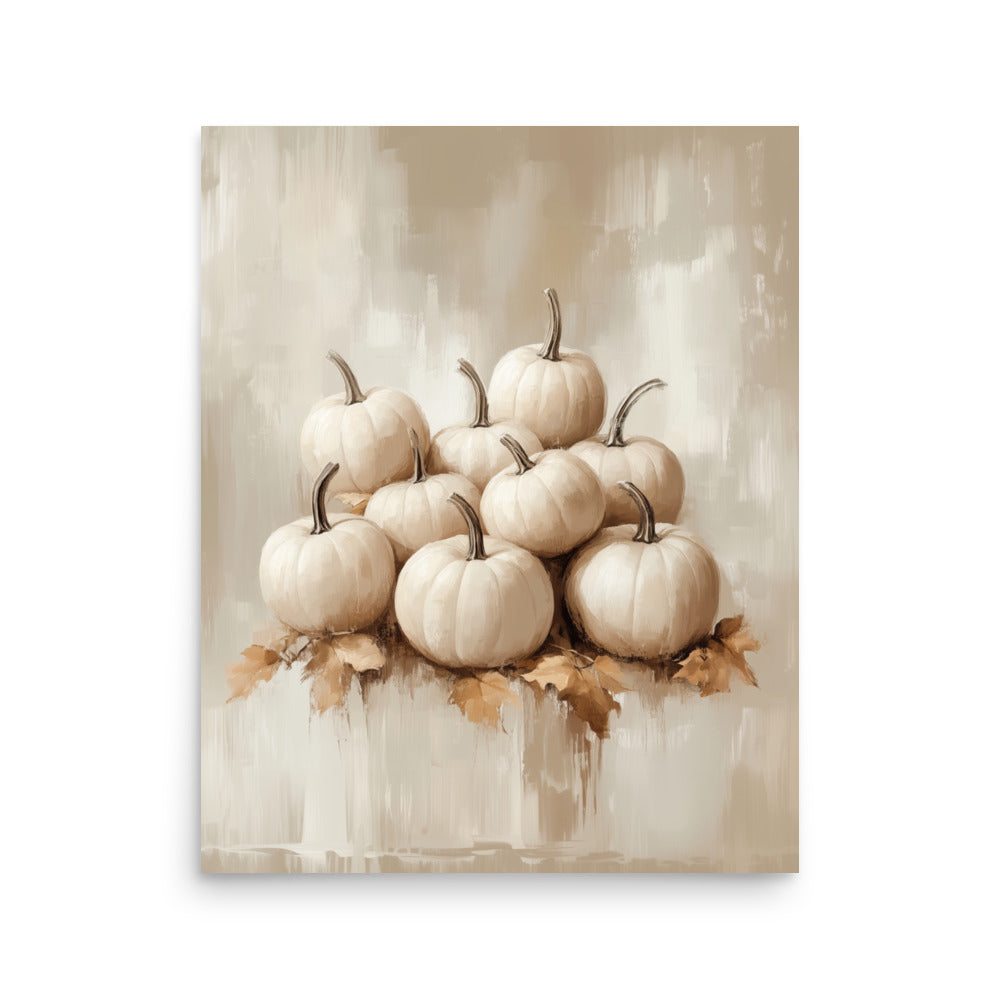 Fallen Leaves Pumpkin Harmony Art Print